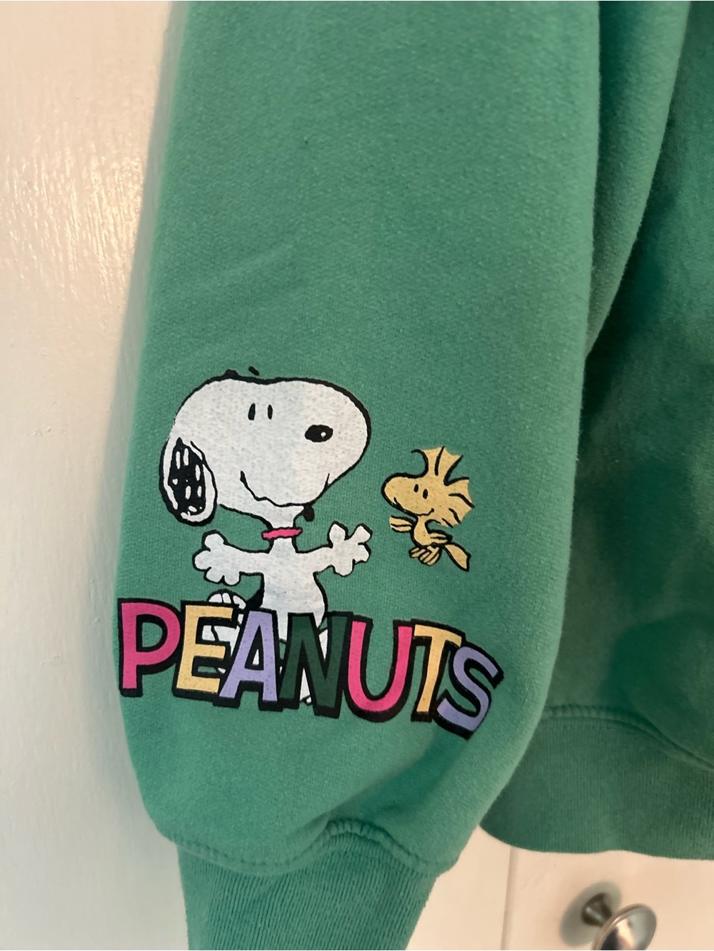 Peanuts cotton blend Snoopy Woodstock hooded sweatshirt front pocket S - Picture 7 of 9